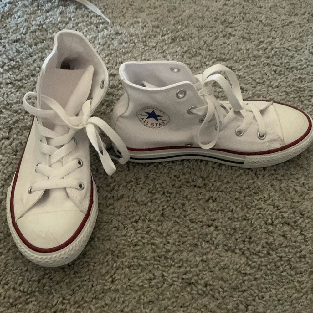 Kids white converse high top sneakers